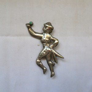 Antique Silver Matador with a Blue Stone in Hand 2.5"